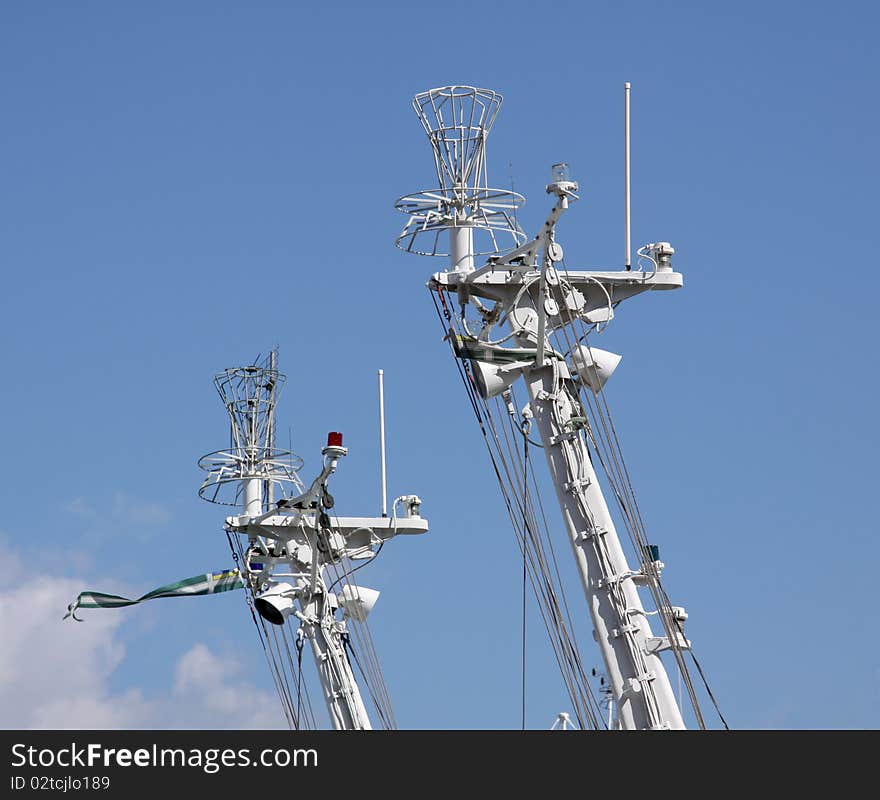 A radar and communication system on a warship