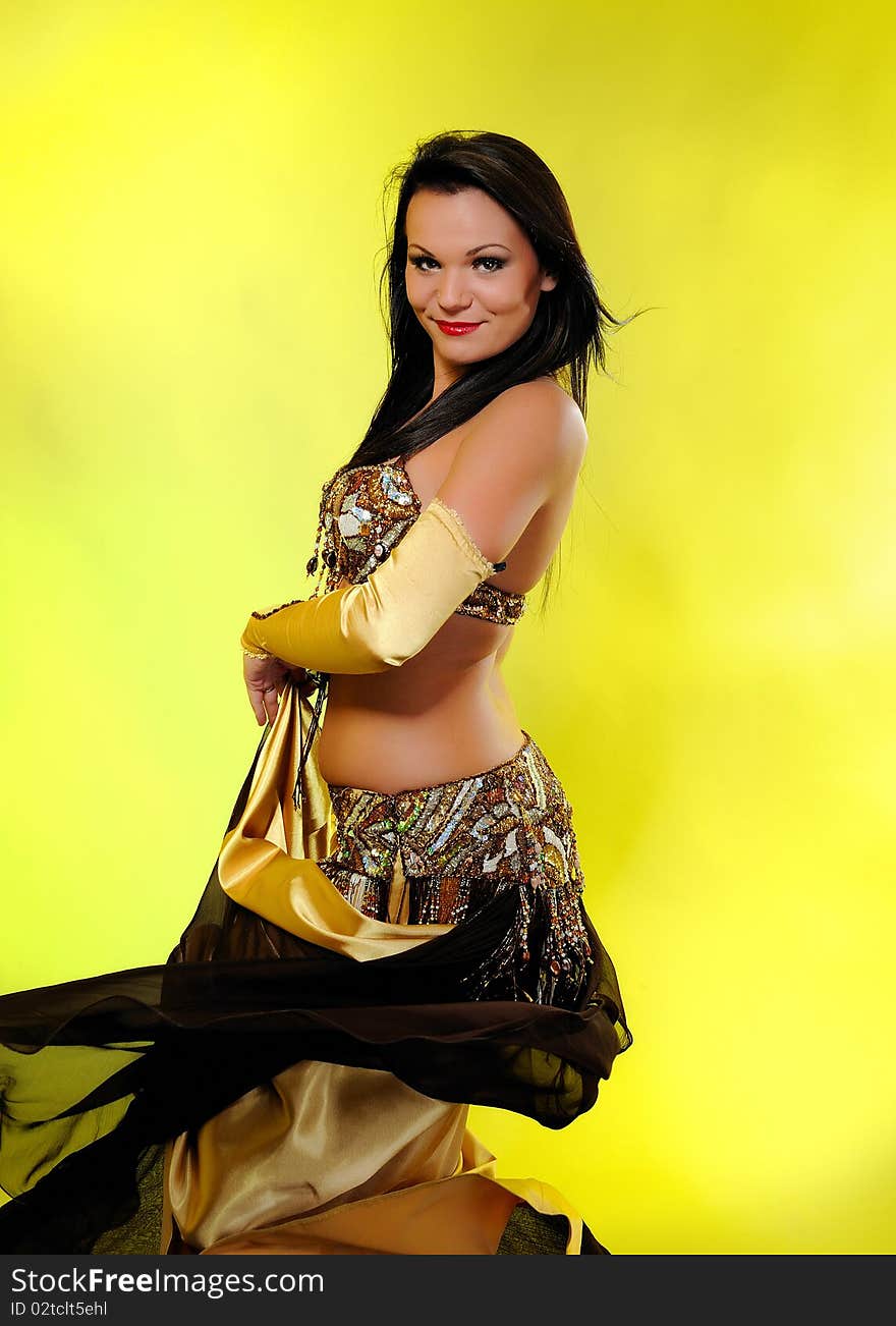 Beautiful dancer woman in bellydance costume