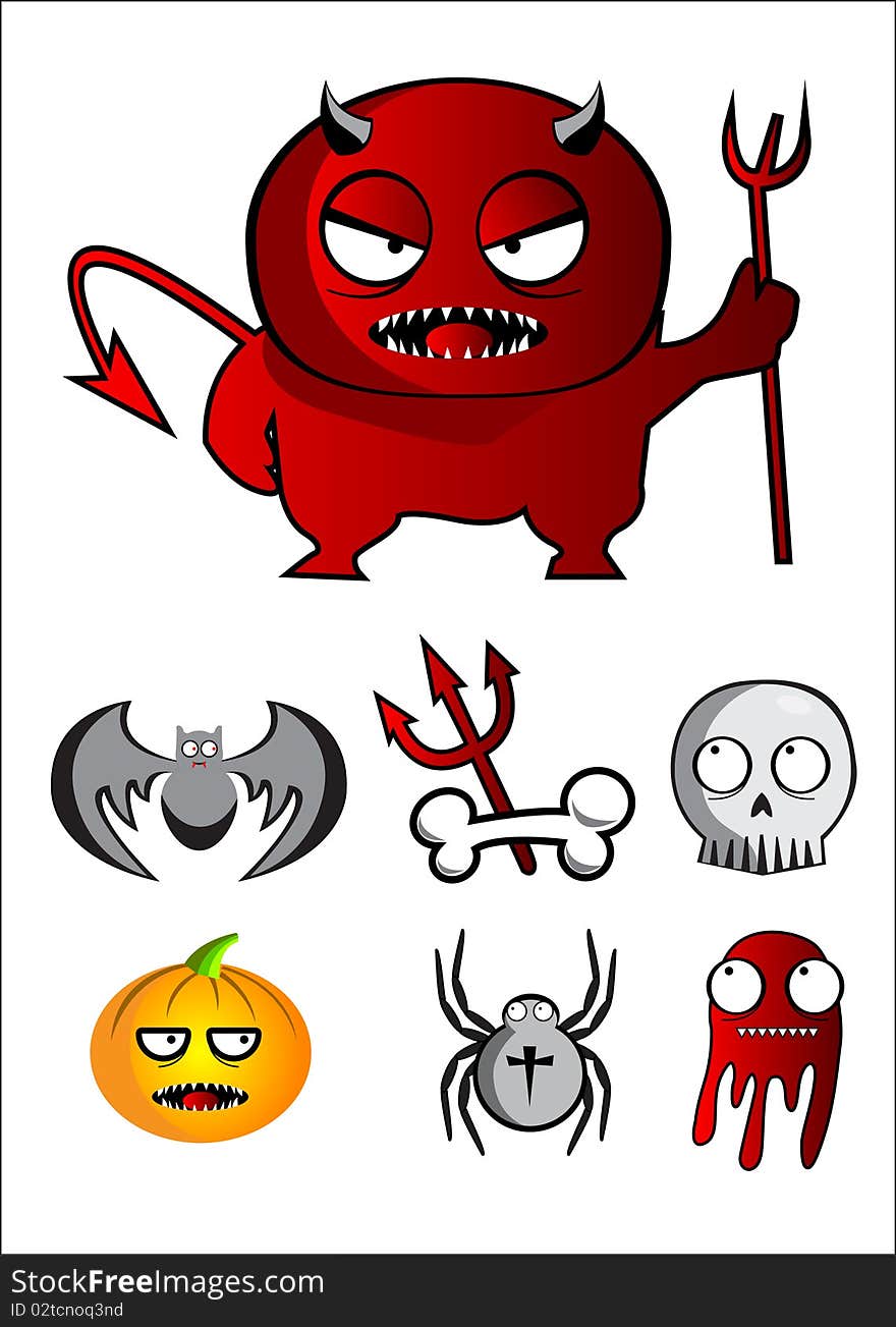 Halloween characters illustration isolated over white background