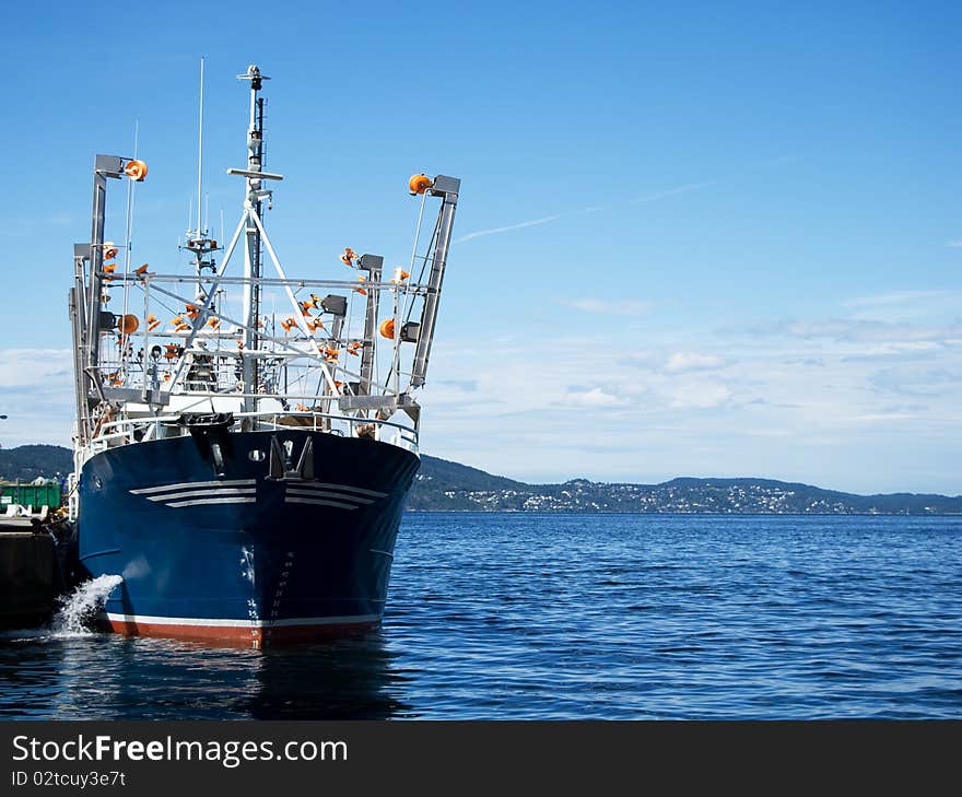 Moored ship in Bergen old pier