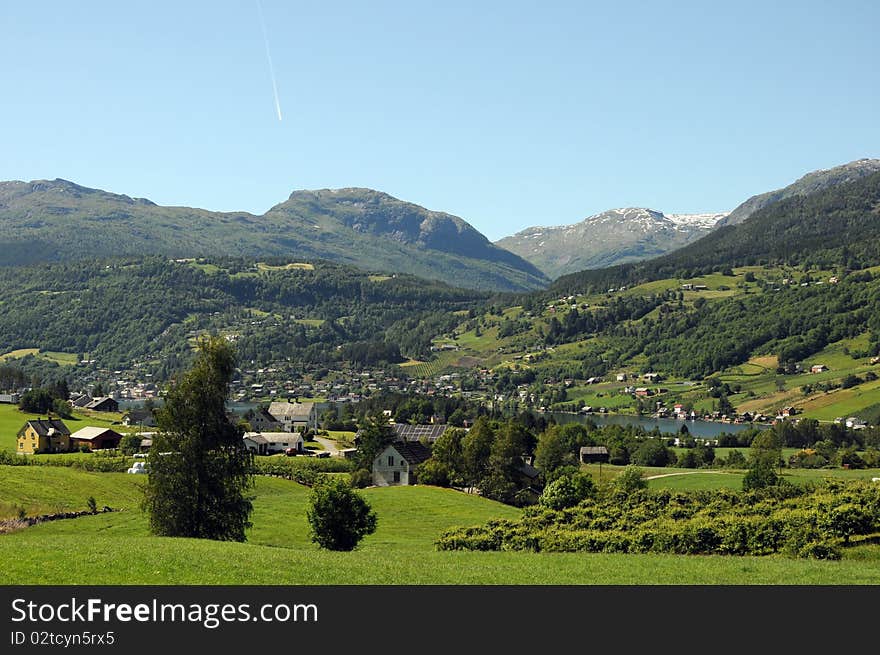 Countryside and fields in Hardangerfjord area of Norway. Countryside and fields in Hardangerfjord area of Norway