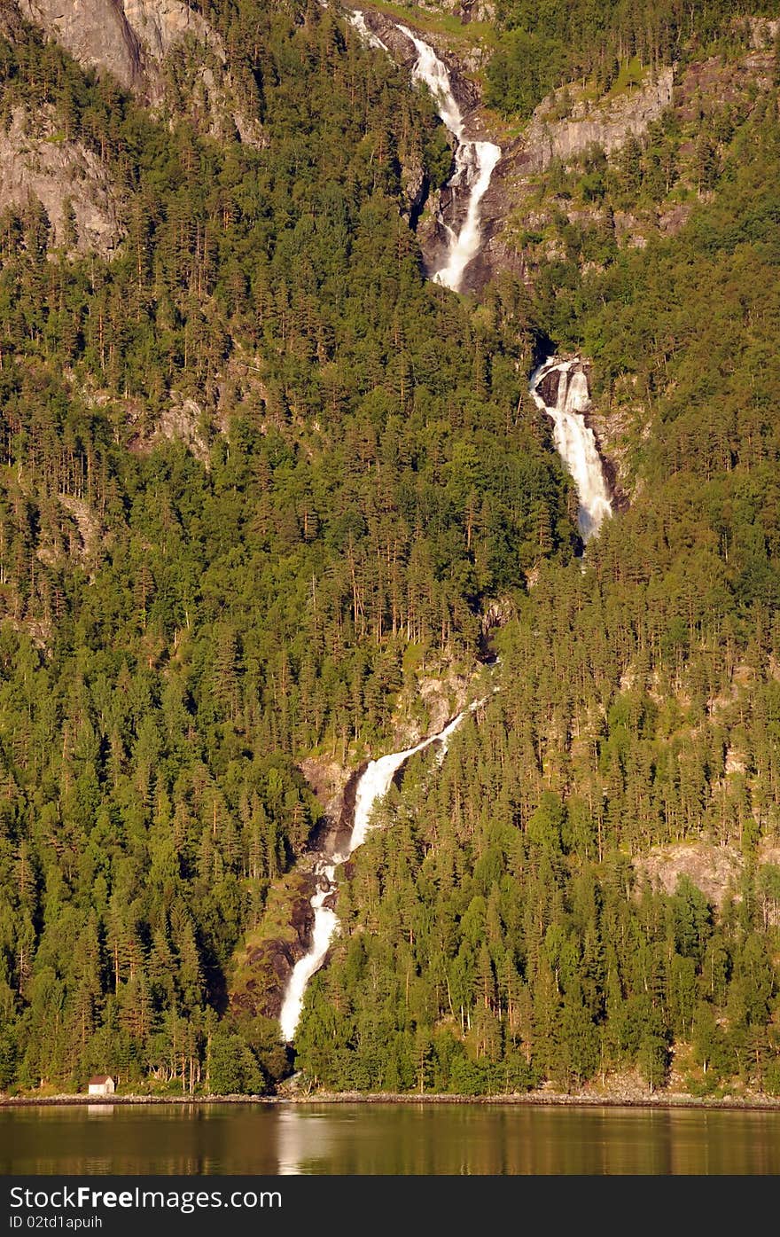 Waterfall on Hardangerfjord, Norway