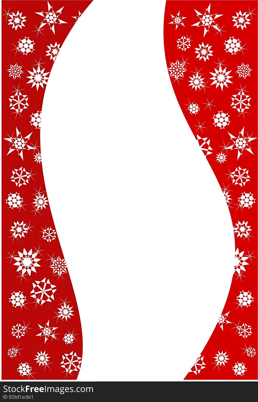 Snowflakes over red - Christmas background. Copy space for text