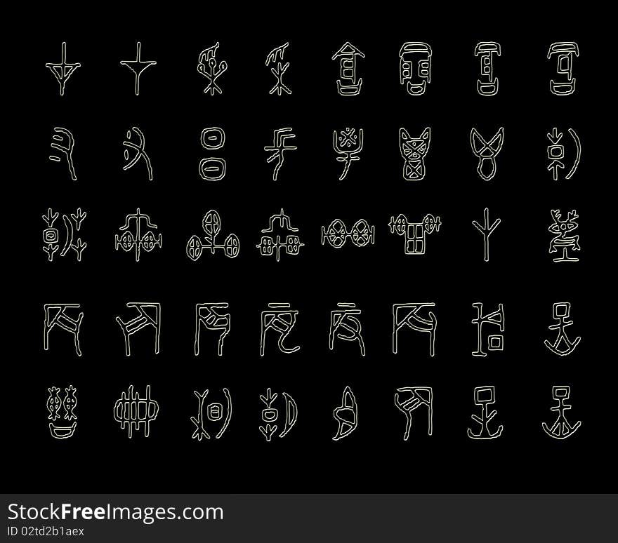 A set of old ancient oracle symbols or words. A set of old ancient oracle symbols or words