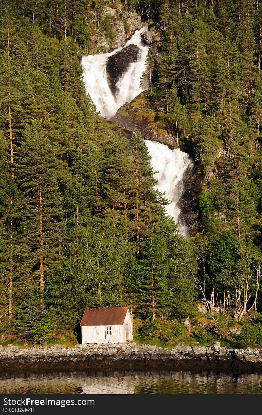 Waterfall on Hardangerfjord, Norway