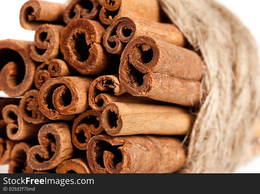 Cinnamon stick isolated on white background