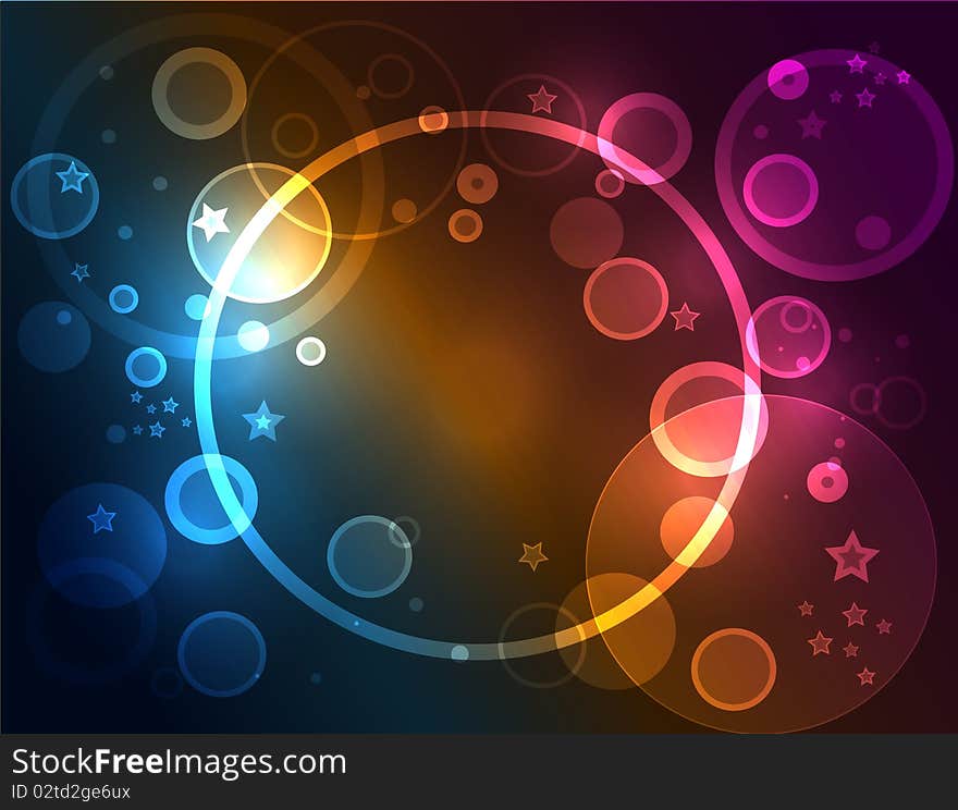 Abstract background with circles and stars