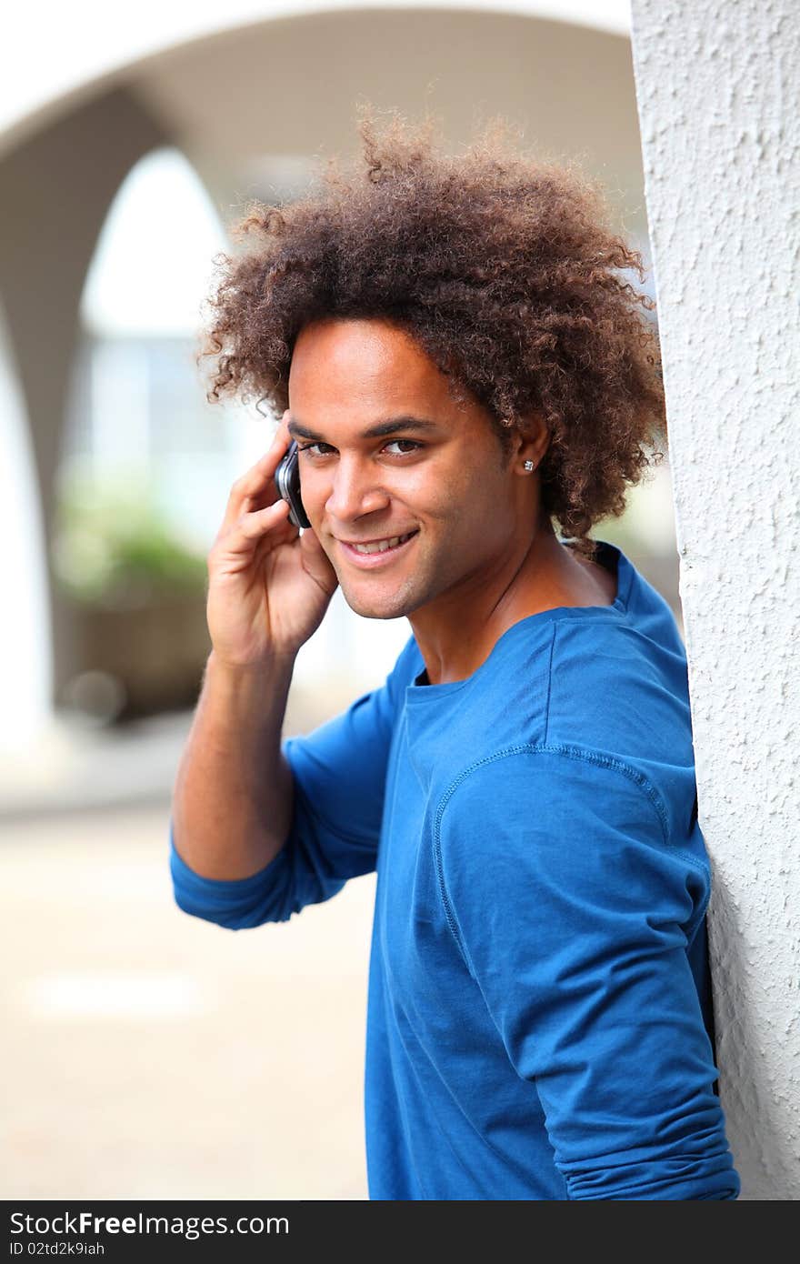 Young man with blue shirt