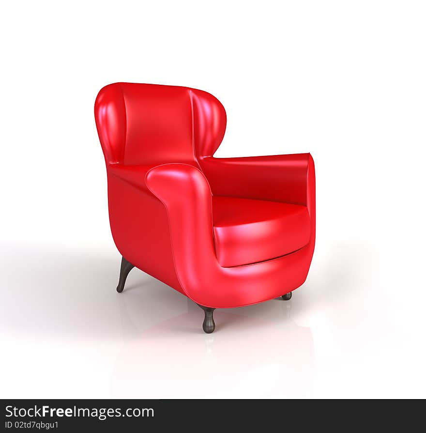 Modern red armchair isolated on white background. 3d render. Modern red armchair isolated on white background. 3d render.