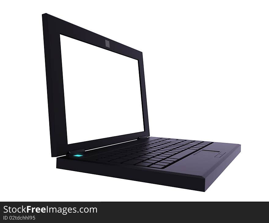 A minimal render of a laptop isolated on white. A minimal render of a laptop isolated on white.