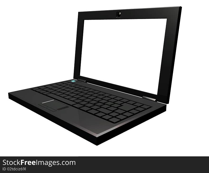 A reflective render of a laptop isolated on white. A reflective render of a laptop isolated on white.