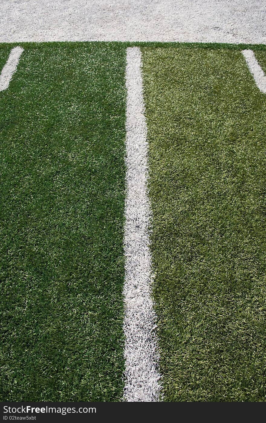 Football field sideline yard marks. Football field sideline yard marks