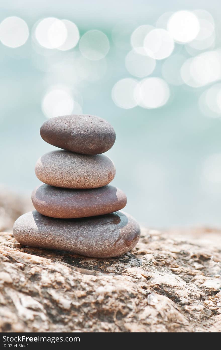 Stone on sea shore closeup