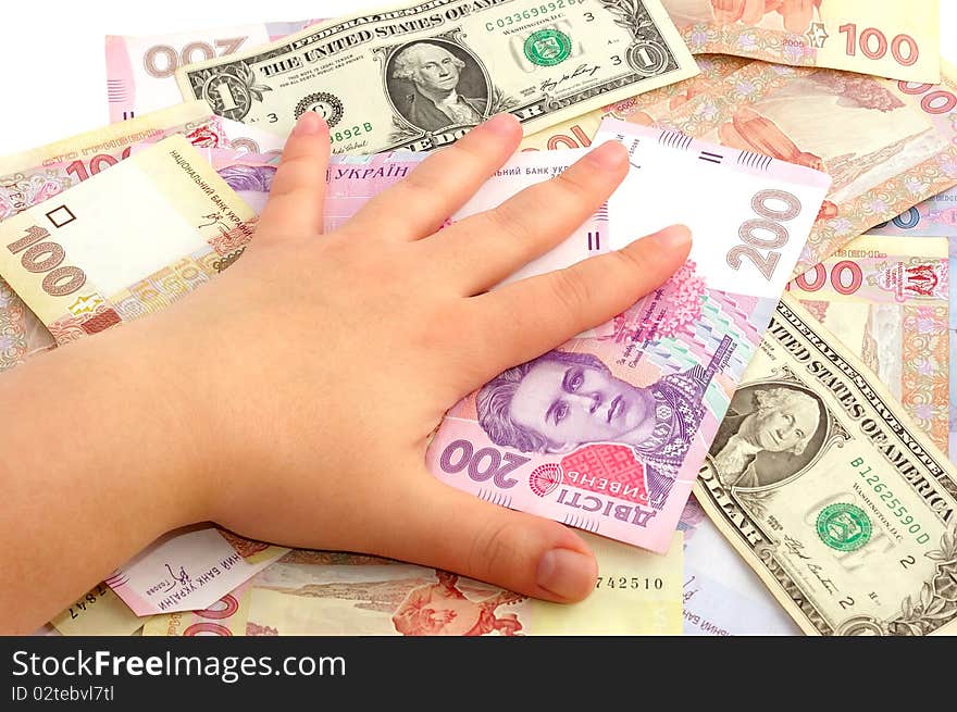 Female hand and money