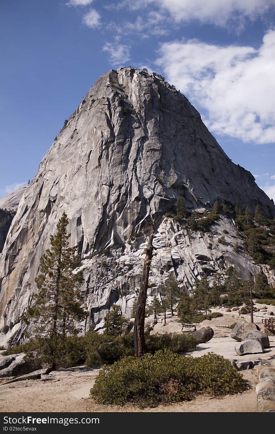 Half dome in Yosemite in the middle of summer.