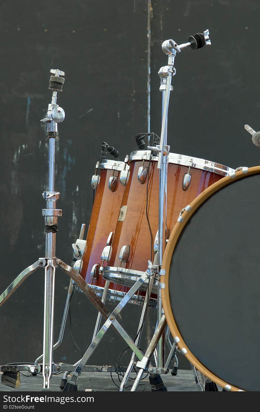 Drum kits  before the concert. Drum kits  before the concert.