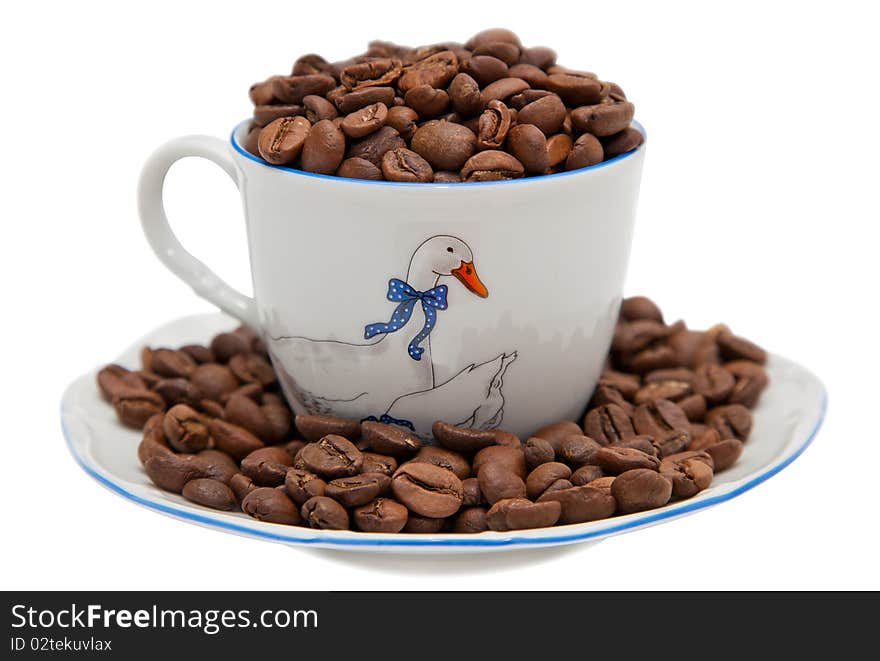 Cup full of coffee beans,. Cup full of coffee beans,