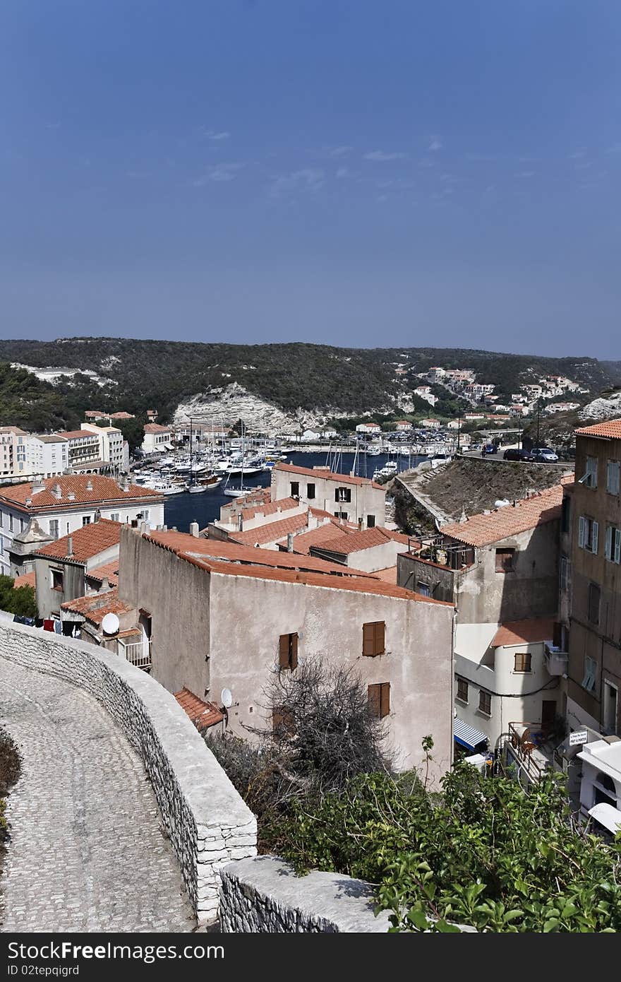 France, Corsica, Bonifacio, view of the town and the port