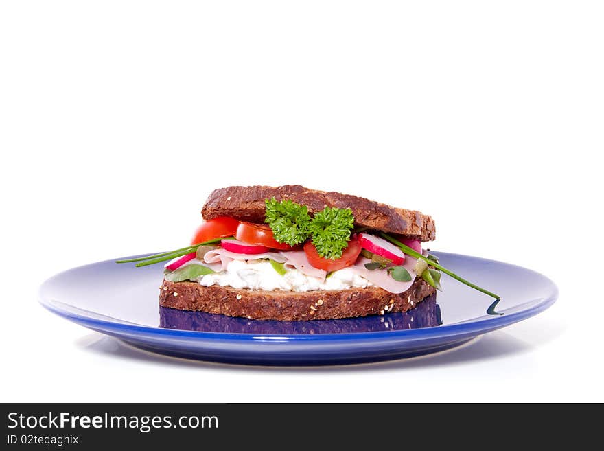 A rich healthy brown sandwich isolated over white