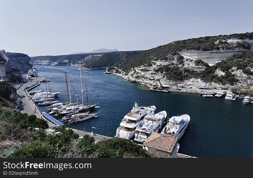 France, Corsica, Bonifacio, view of the port