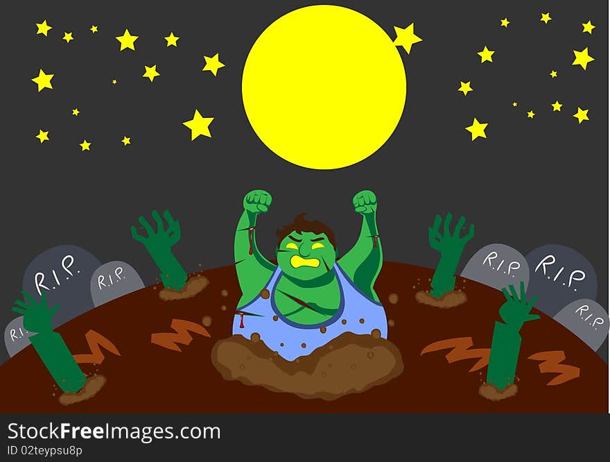 Image of zombies who are rising from the death on Halloween night. Image of zombies who are rising from the death on Halloween night.