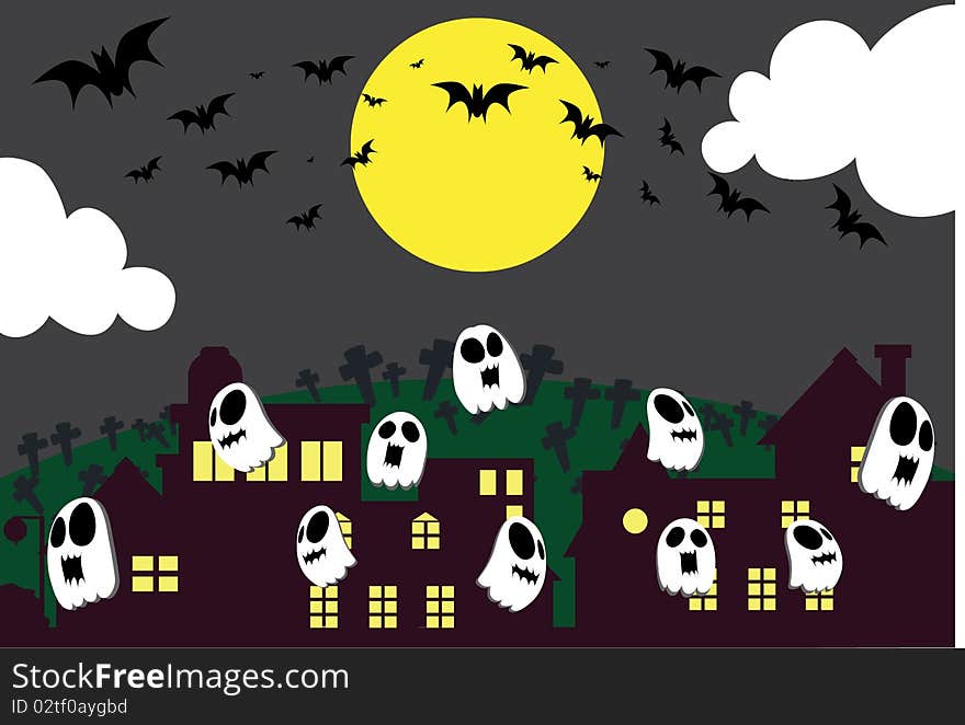 Image of spirits which stray on Halloween night. Image of spirits which stray on Halloween night.