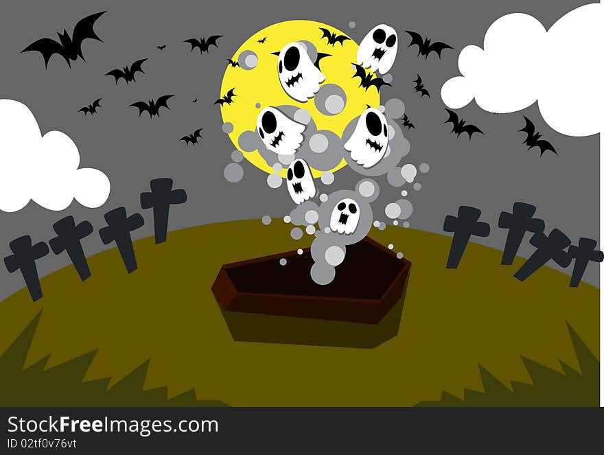 Image of spirits who raise from the dead on Halloween night. Image of spirits who raise from the dead on Halloween night.