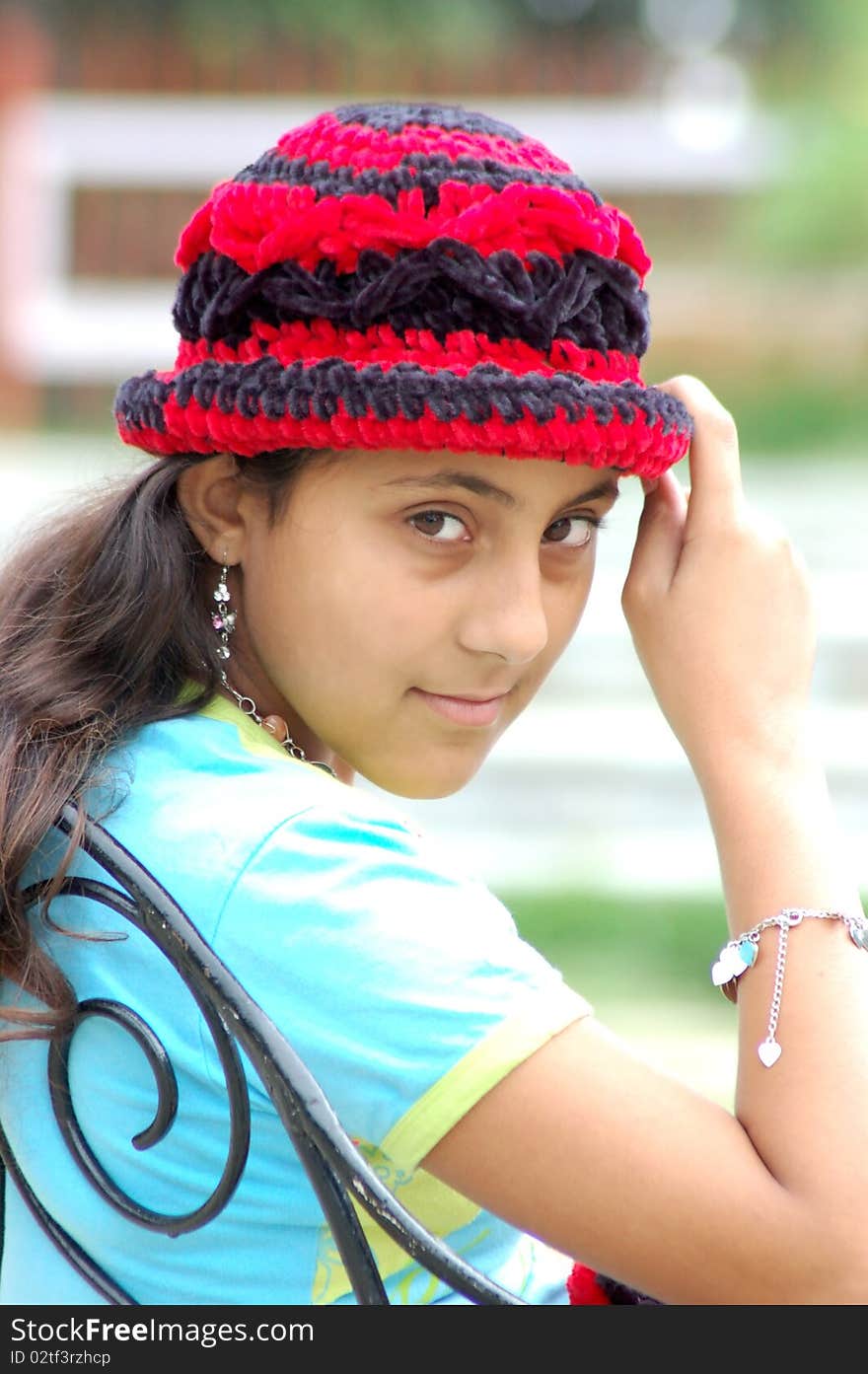 Beautiful girl portrait with woolen cap. Beautiful girl portrait with woolen cap