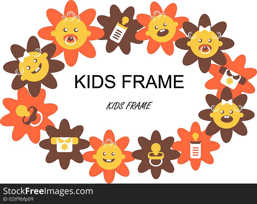 Flower Baby Frame Label - food, dress, flowers, kids