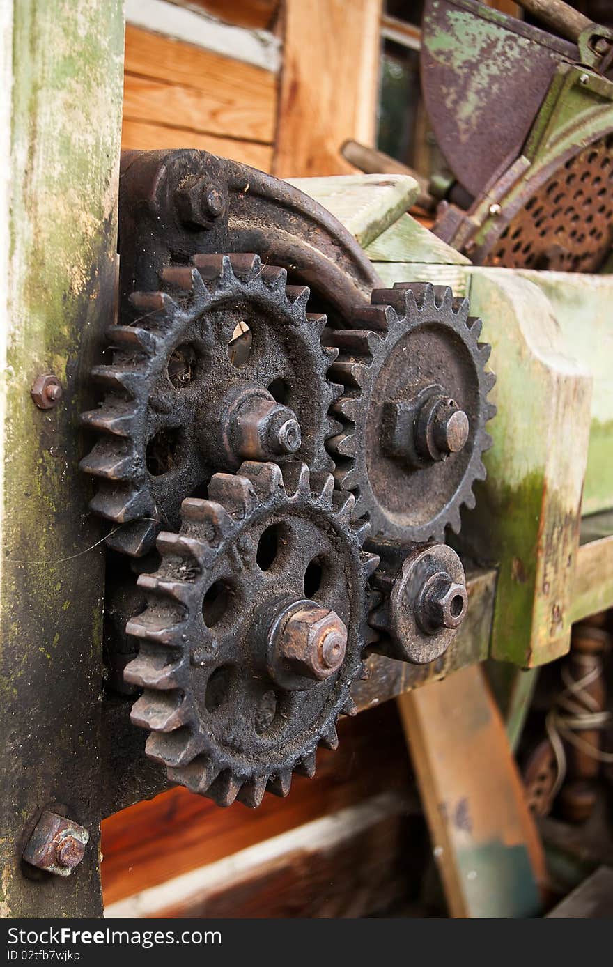 The old iron gear wheals. The old iron gear wheals