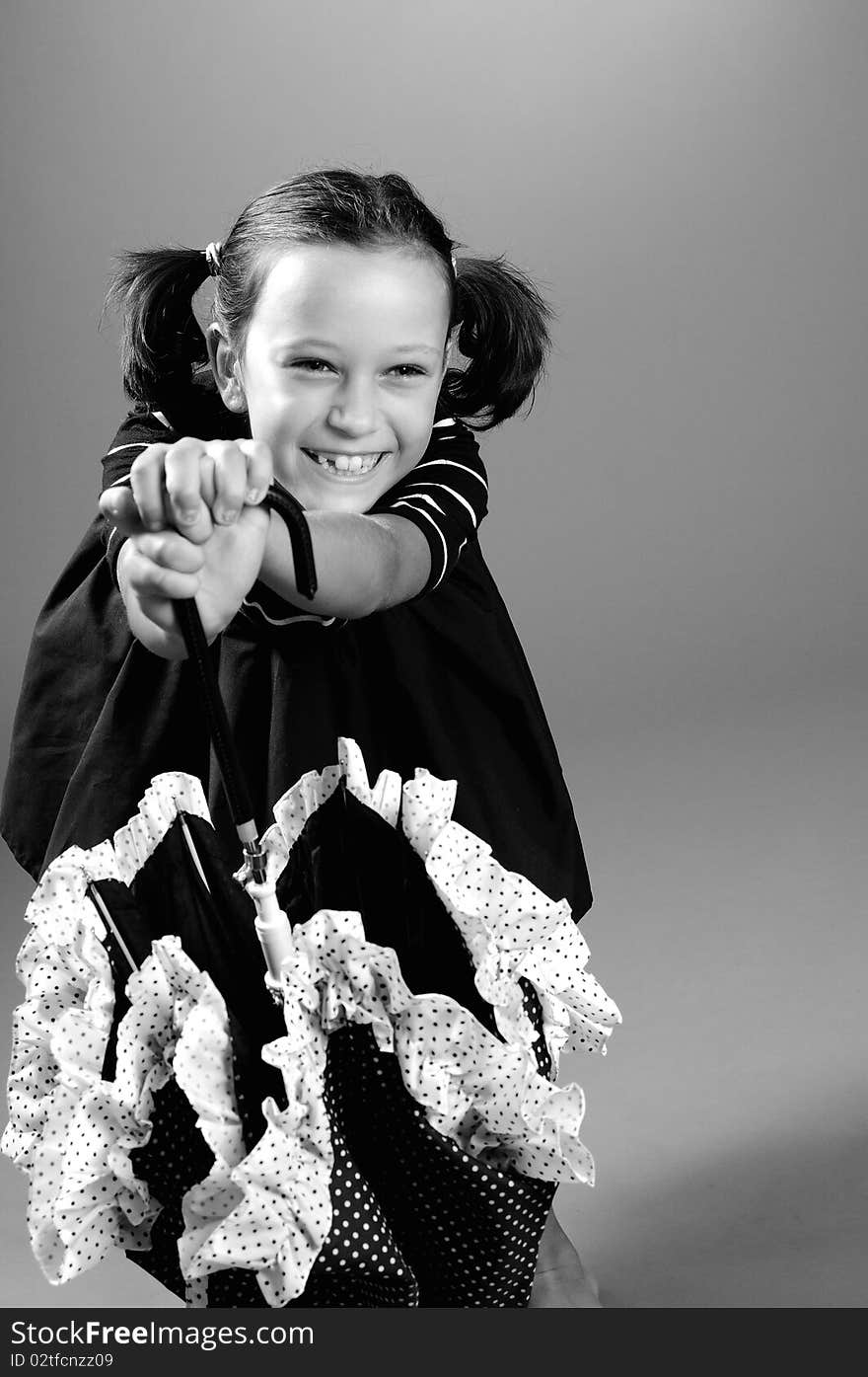 Funny child having fun with umbrella. Funny child having fun with umbrella