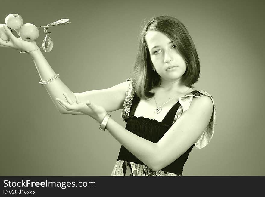 Girl Showing Apples