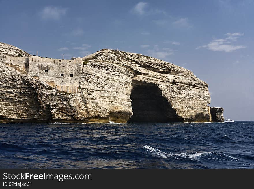 France, Corsica, Bonifacio rocky coastline