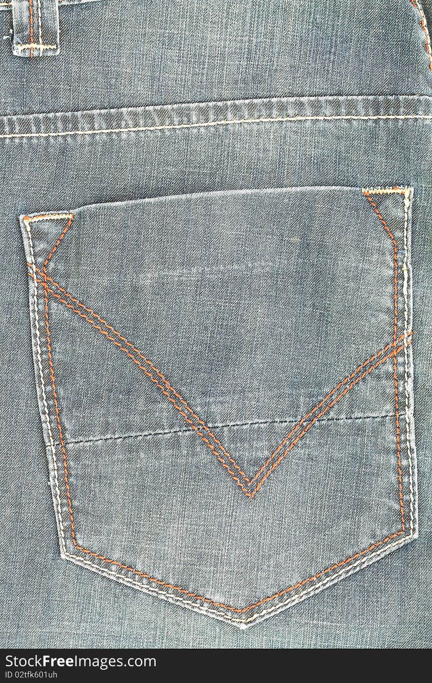 Jeans pocket sewn thread closeup