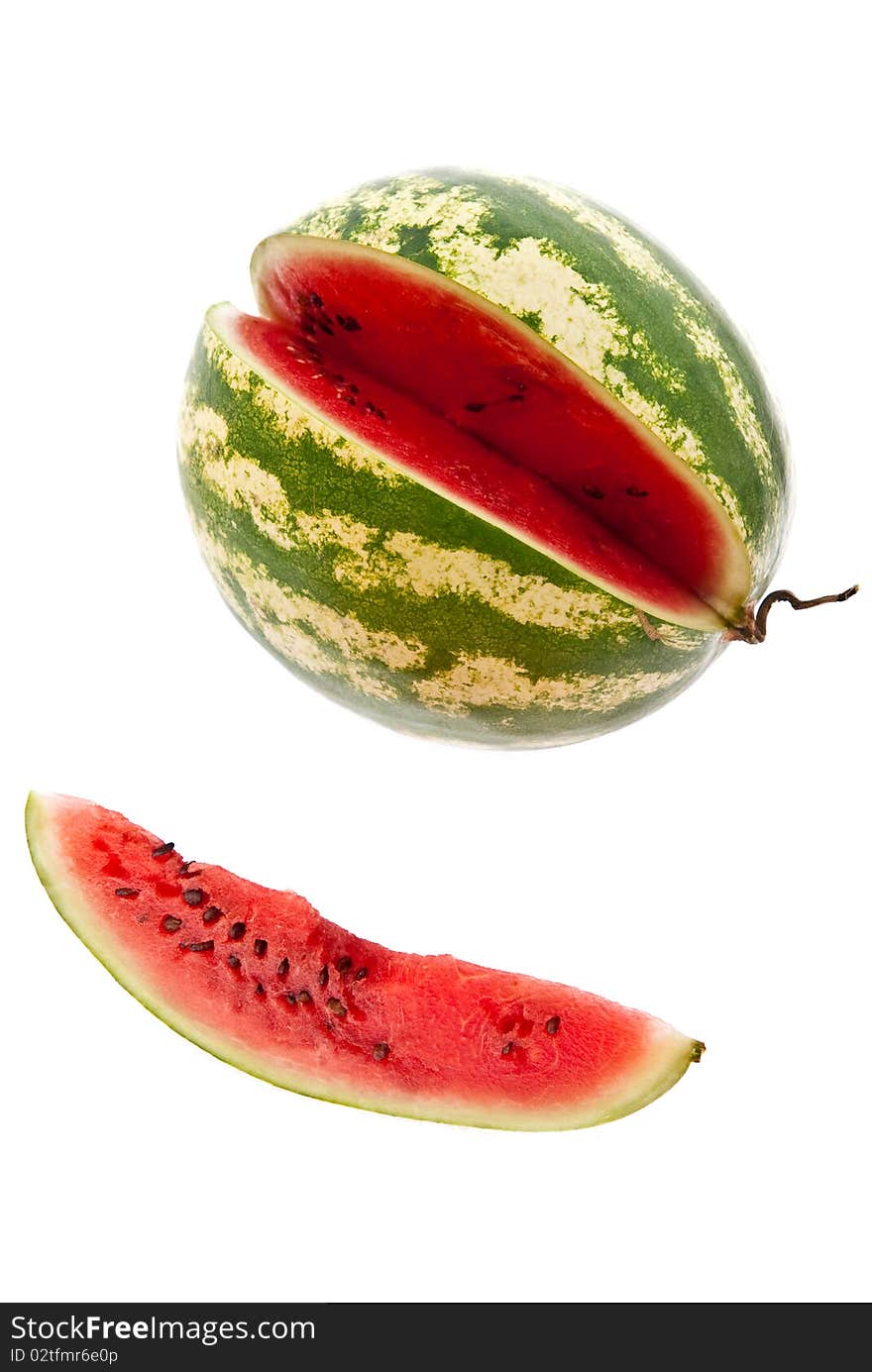 Slice of watermelon isolated on white background