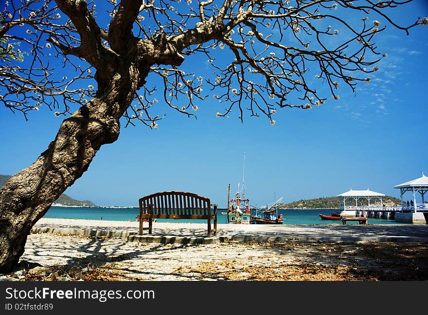 Beautiful beach with blue sky