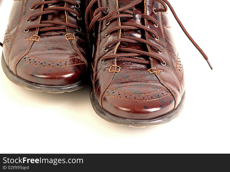 A new brown shoe  isolated on white background