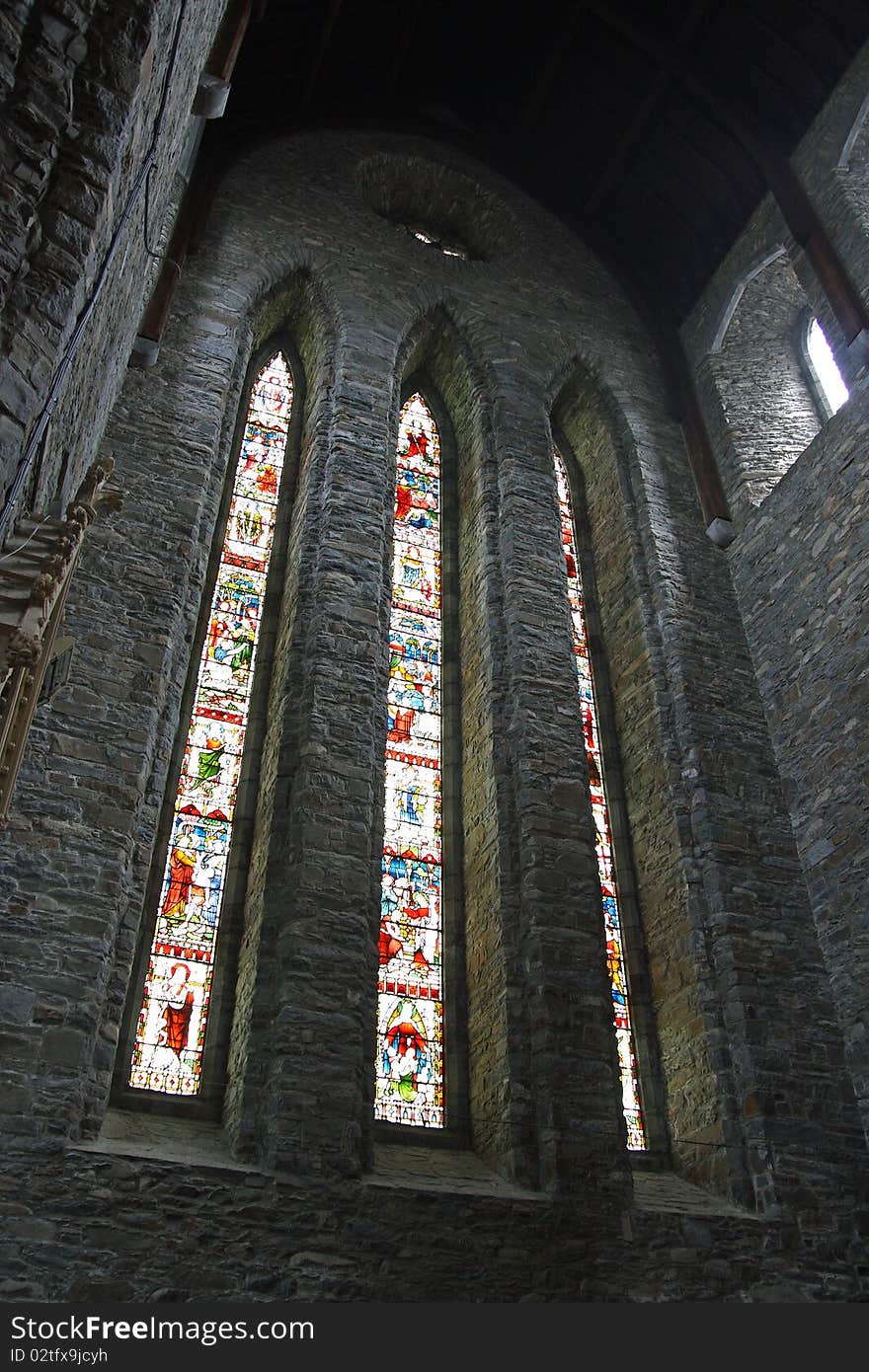 This photograph represent a view over the inside of St. Mary's Cathedral in Killarney in Ireland. This photograph represent a view over the inside of St. Mary's Cathedral in Killarney in Ireland