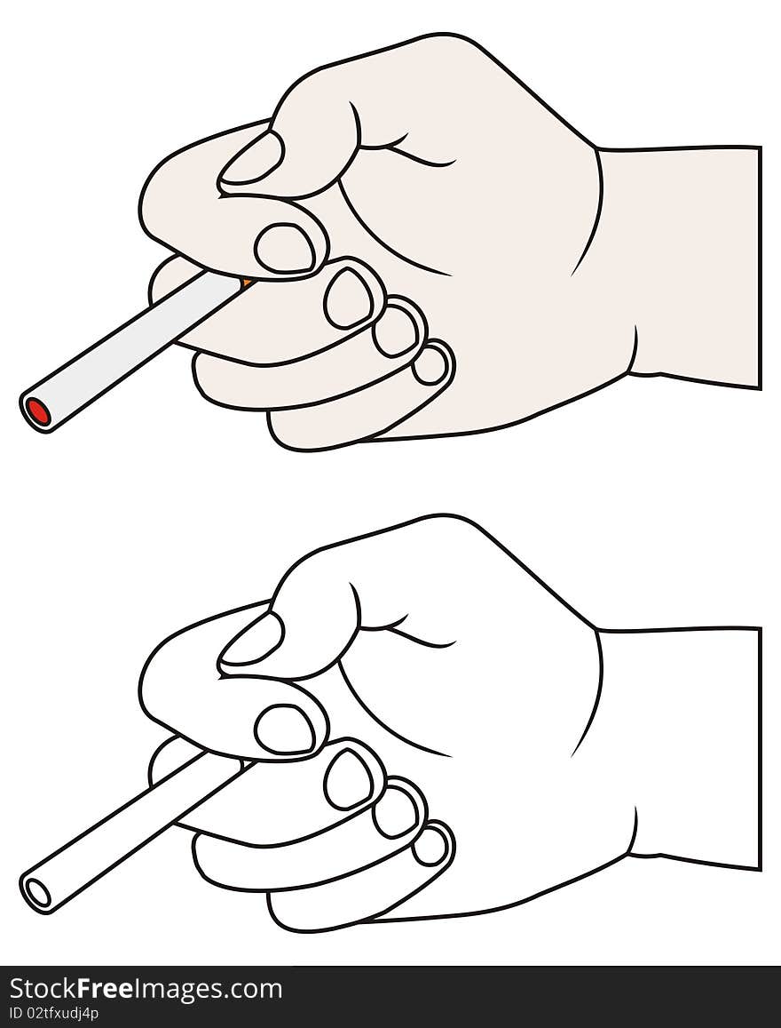 Illustration of hand with cigarette. Illustration of hand with cigarette