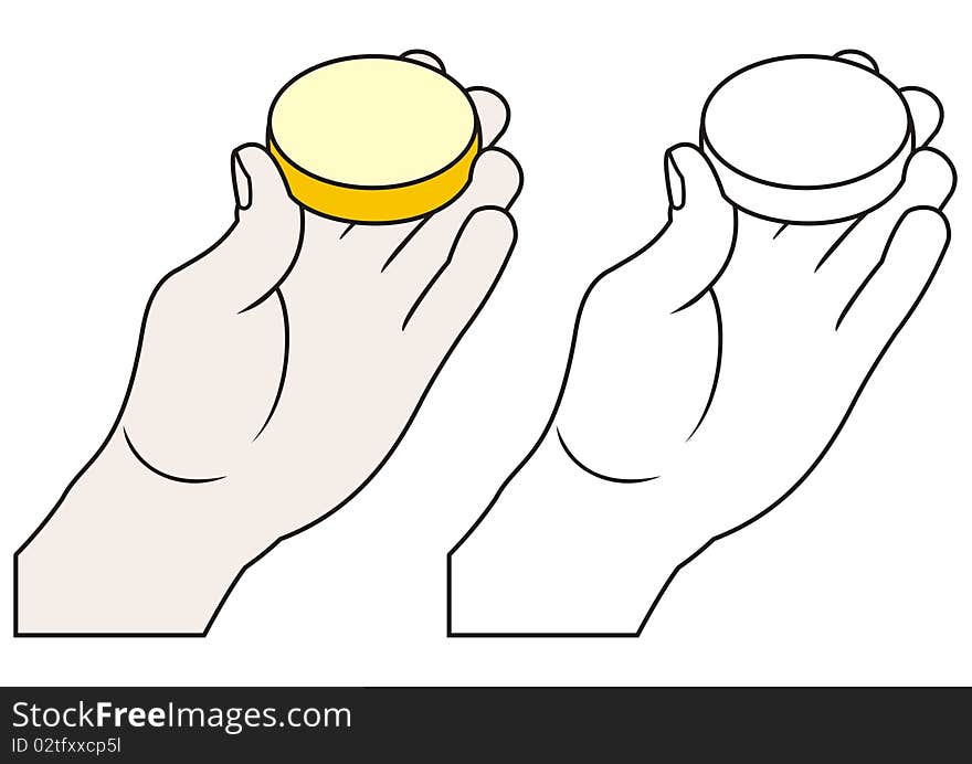 Illustration of hand with round packing