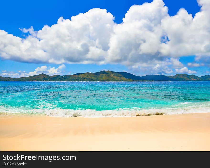 Tropical beach at Seychelles - nature background