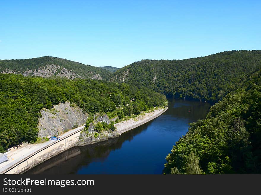 A beautiful mountain river in summer. A beautiful mountain river in summer