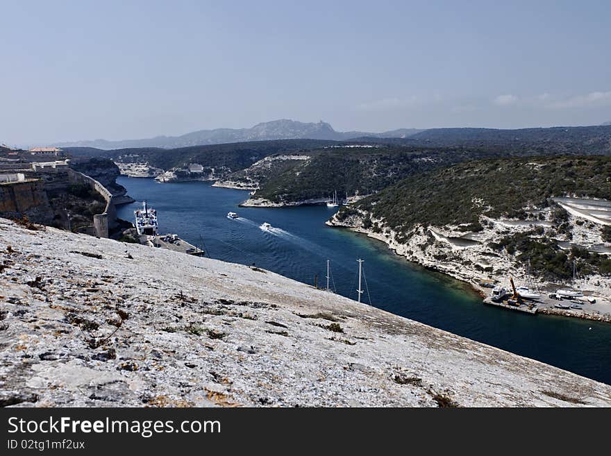 France, Corsica, Bonifacio, View Of The Port