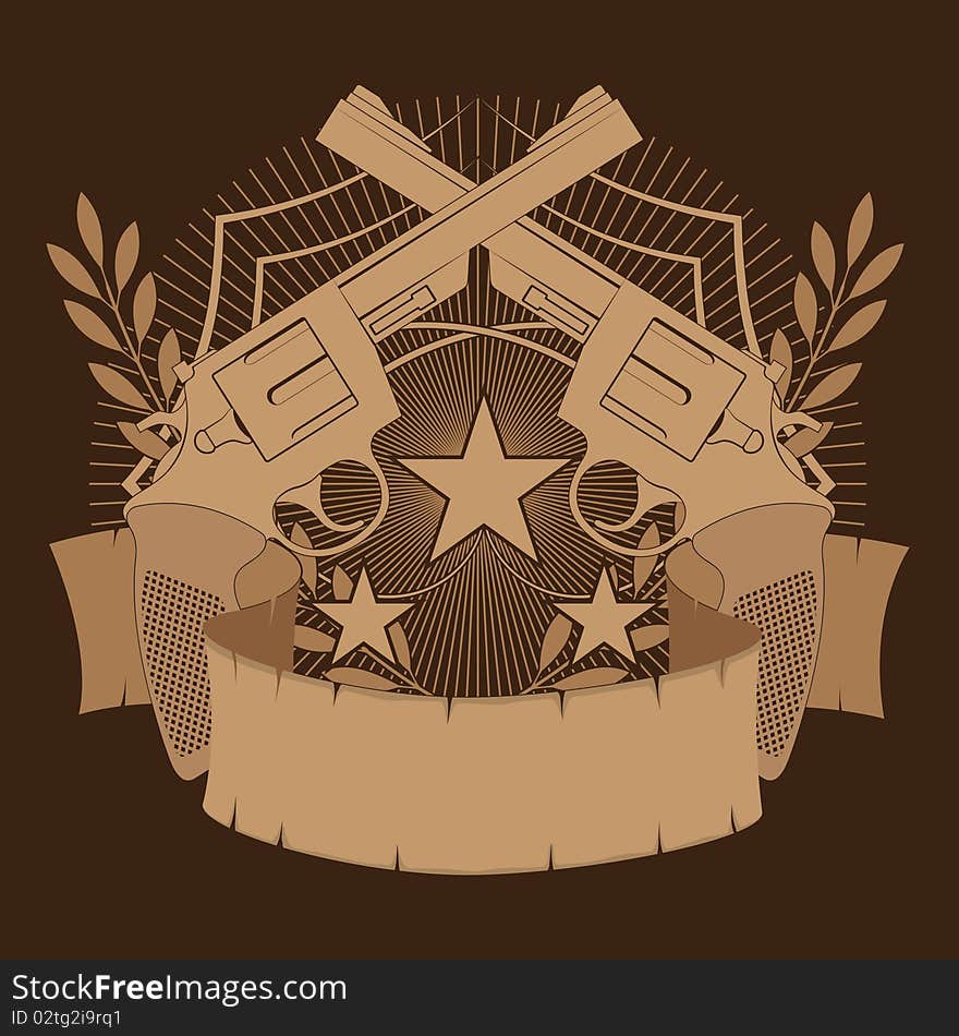 Vector illustration of two revolvers