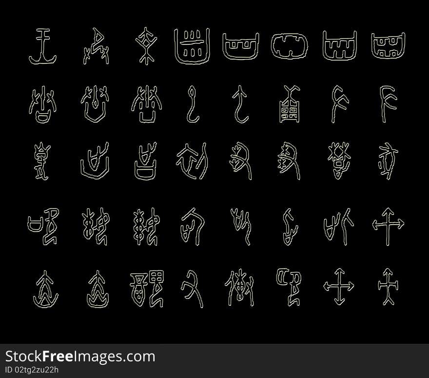 A set of old ancient oracle symbols or words. A set of old ancient oracle symbols or words