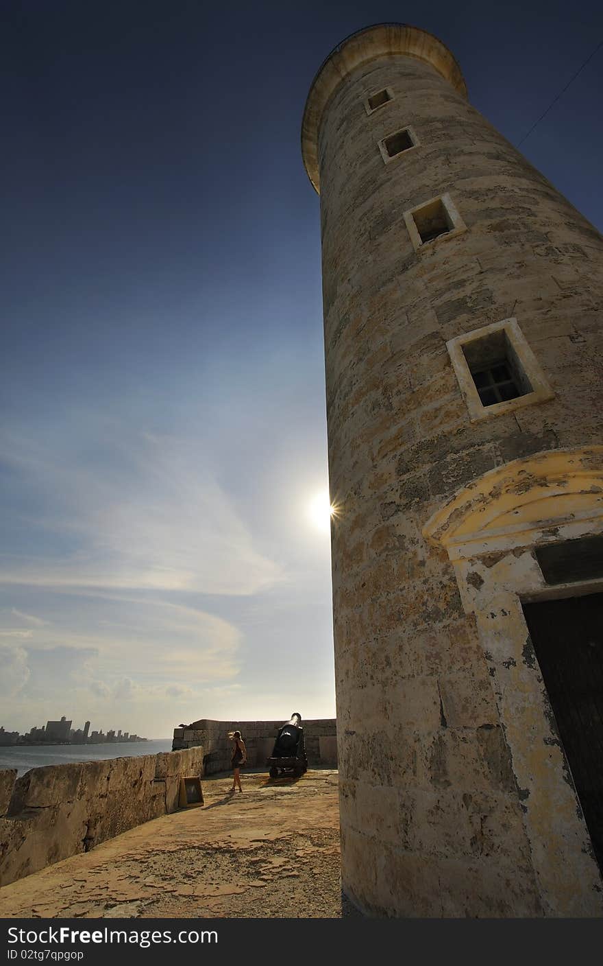 Detail of lighthouse tower from El Morro fortress in havana, Cuba. Detail of lighthouse tower from El Morro fortress in havana, Cuba