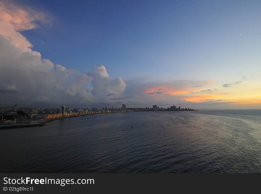 Havana Skyline At Sunset