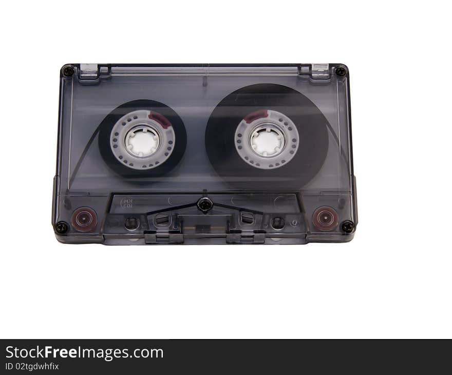 Audio compact cassette on white background