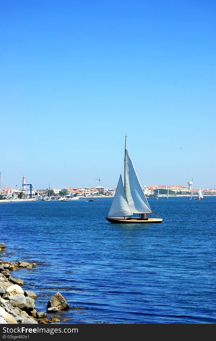 Sailboat on Lake, Portugal.