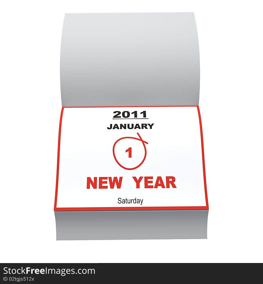 Open daily to recall New Year event. On white background